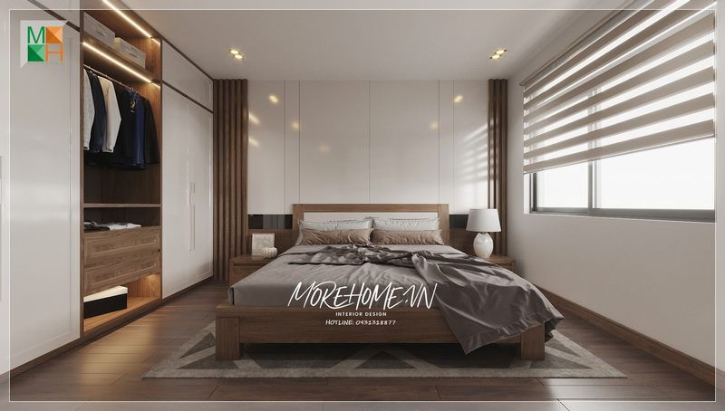Tủ quần áo mang phong cách thiết kế hiện đại giúp không gian căn phòng trở nên tiện nghi và thân thiện hơn trong mắt người nhìn.