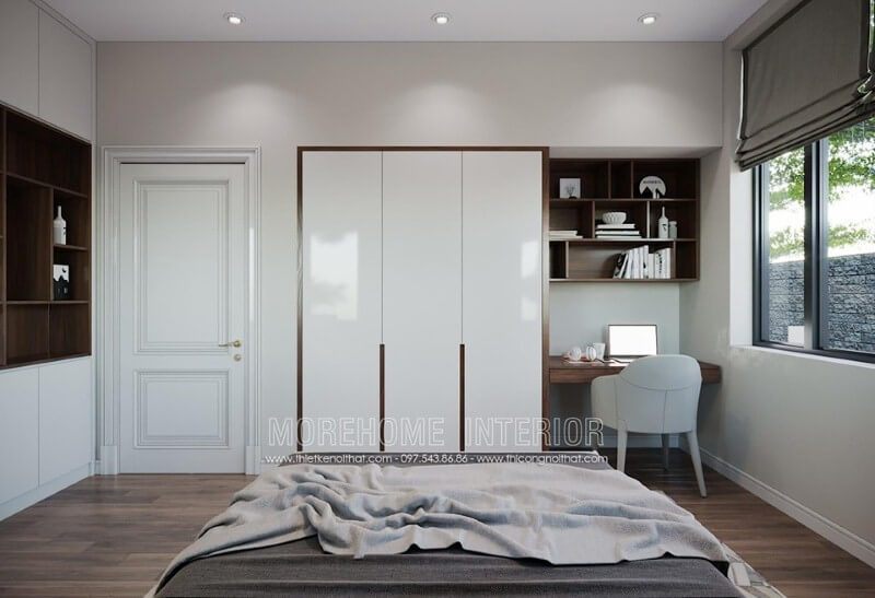 Mẫu tủ quần áo âm tường 3 buồng mang đến sự đẹp và hiện đại, giúp cho phòng ngủ trở nên thoáng mát.